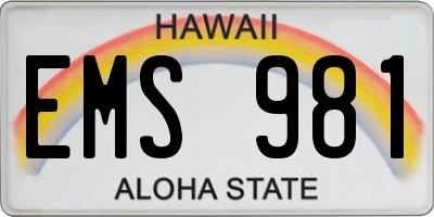 HI license plate EMS981