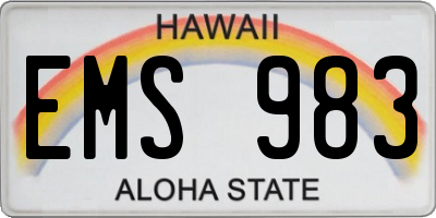 HI license plate EMS983