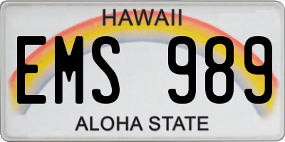 HI license plate EMS989