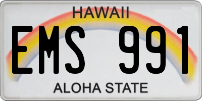 HI license plate EMS991