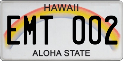 HI license plate EMT002