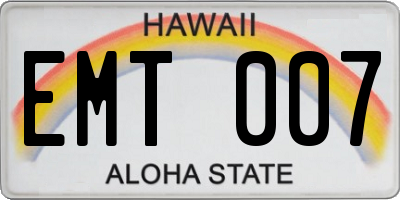 HI license plate EMT007