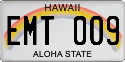 HI license plate EMT009