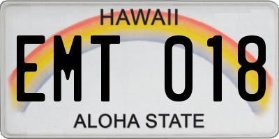 HI license plate EMT018