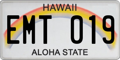 HI license plate EMT019