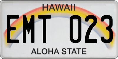 HI license plate EMT023