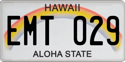 HI license plate EMT029