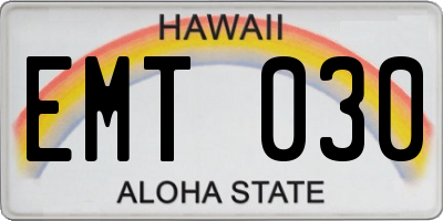 HI license plate EMT030