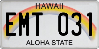 HI license plate EMT031