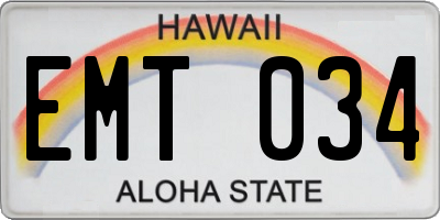 HI license plate EMT034