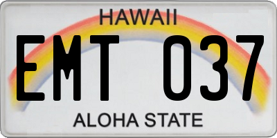 HI license plate EMT037