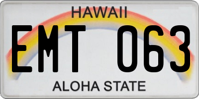 HI license plate EMT063
