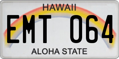 HI license plate EMT064