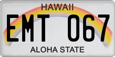 HI license plate EMT067