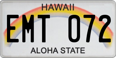 HI license plate EMT072