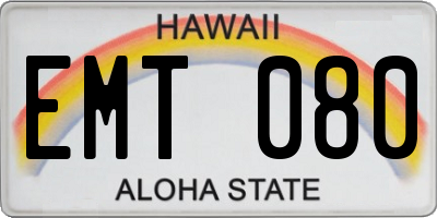 HI license plate EMT080