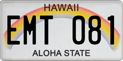 HI license plate EMT081