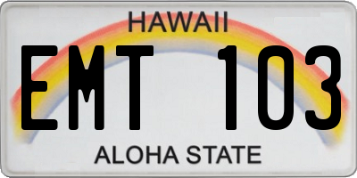 HI license plate EMT103