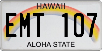 HI license plate EMT107