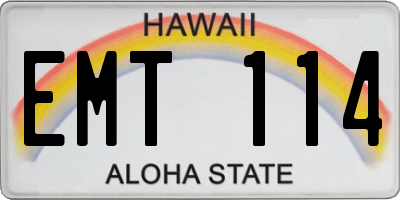 HI license plate EMT114