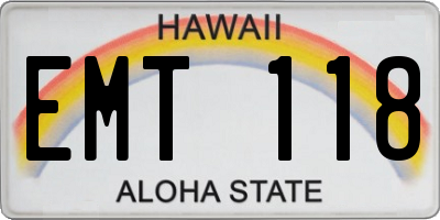 HI license plate EMT118