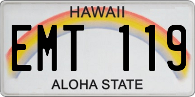 HI license plate EMT119