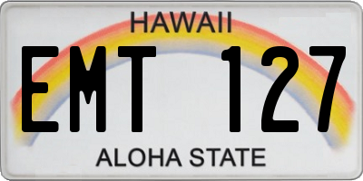 HI license plate EMT127