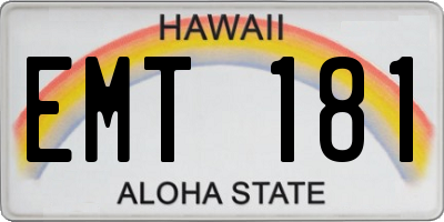 HI license plate EMT181