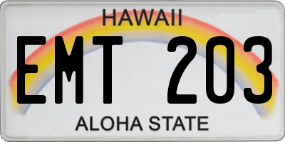 HI license plate EMT203