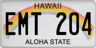 HI license plate EMT204