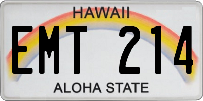 HI license plate EMT214