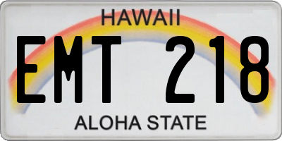 HI license plate EMT218