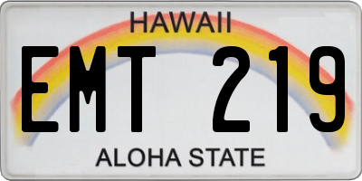 HI license plate EMT219