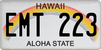 HI license plate EMT223