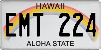 HI license plate EMT224