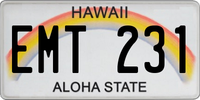 HI license plate EMT231