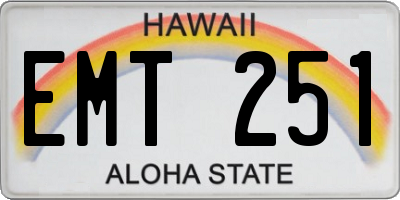 HI license plate EMT251
