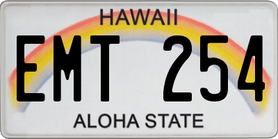 HI license plate EMT254