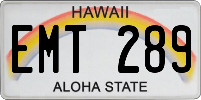 HI license plate EMT289