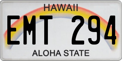 HI license plate EMT294