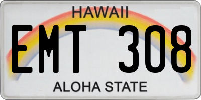 HI license plate EMT308