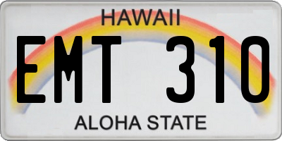 HI license plate EMT310