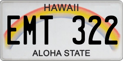 HI license plate EMT322