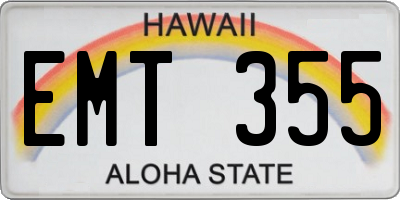 HI license plate EMT355