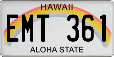 HI license plate EMT361