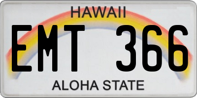 HI license plate EMT366