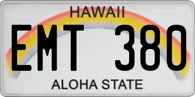 HI license plate EMT380
