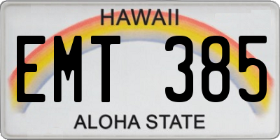 HI license plate EMT385