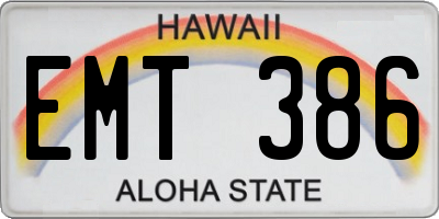 HI license plate EMT386