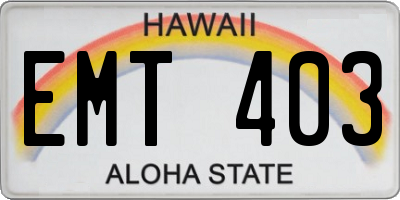 HI license plate EMT403